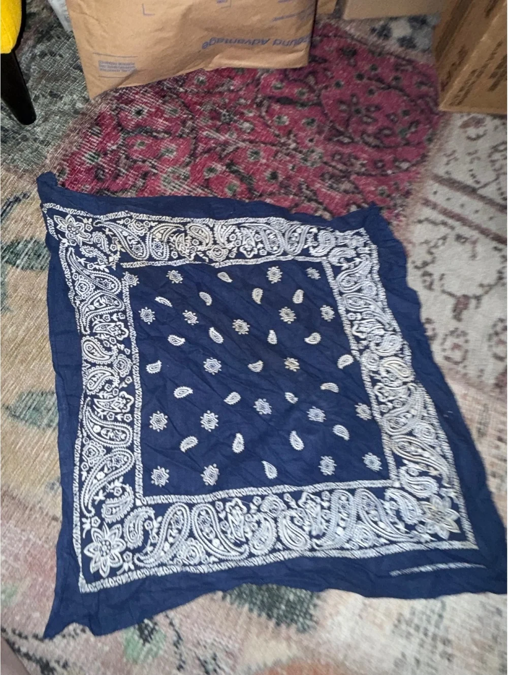 Urban outfit Blue white paisley bandana approximately 22 x22
